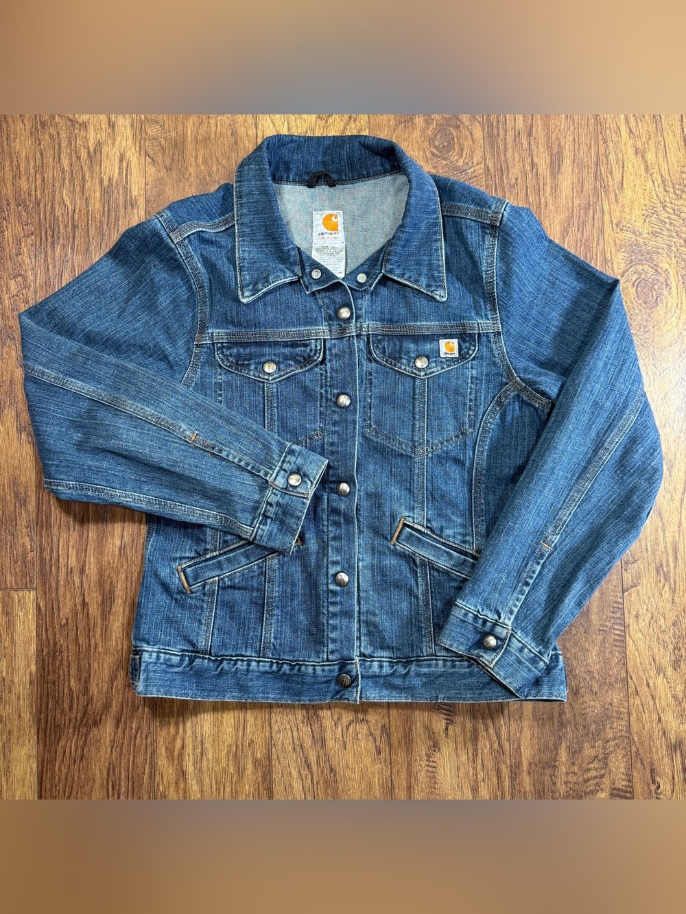 Carhartt Women’s Medium Regular Fitted Stretch Y2K Trucker Jean Denim Jacket